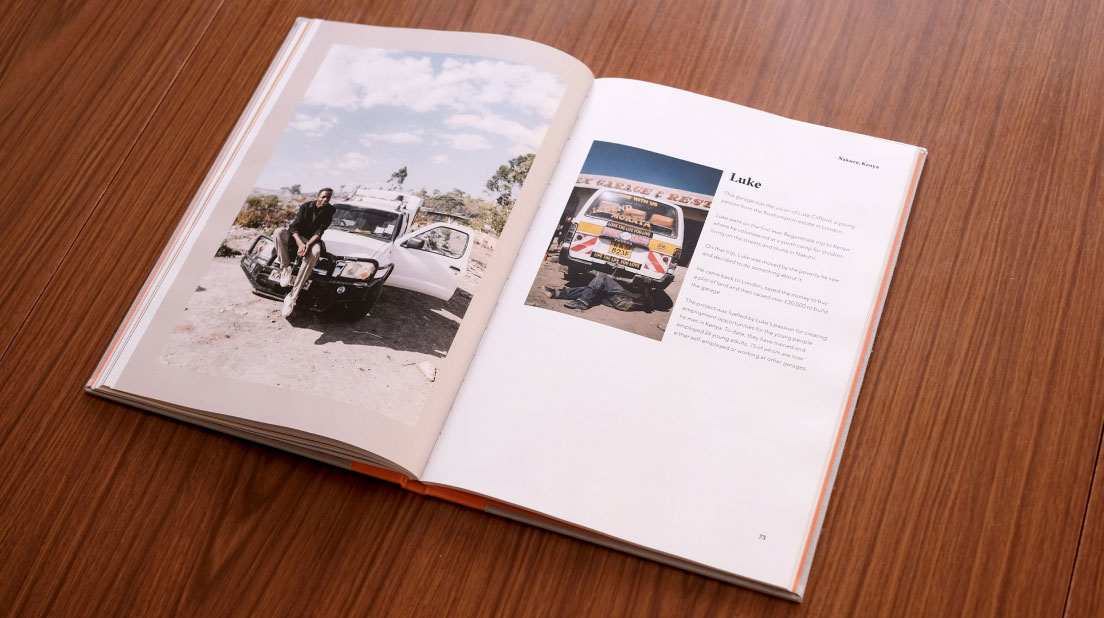 Photograph of the book featuring one of the local drivers