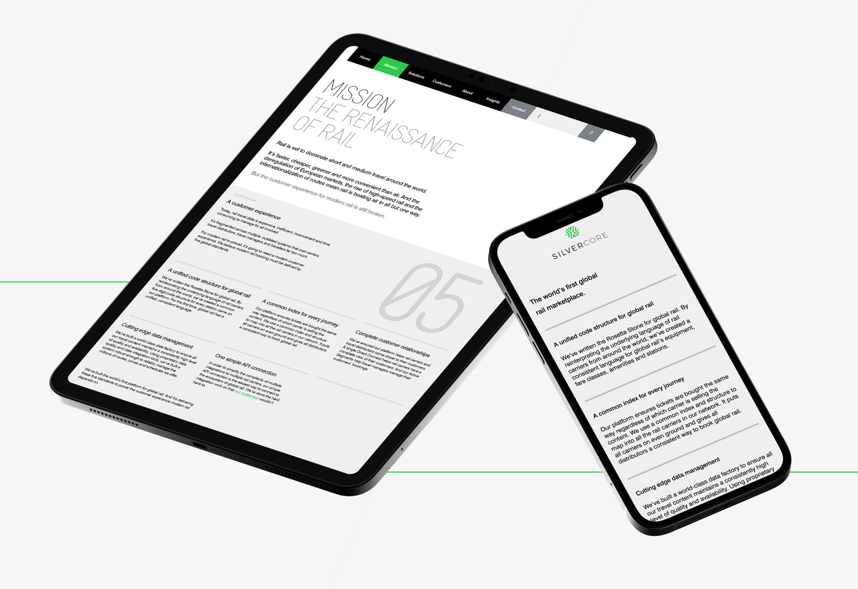 Ipad and mobile phone showing SilverRail Website