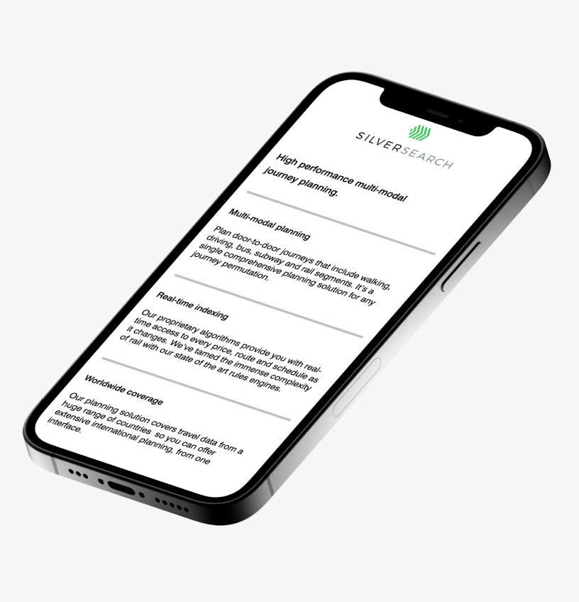 Mission view of SilverRail Website