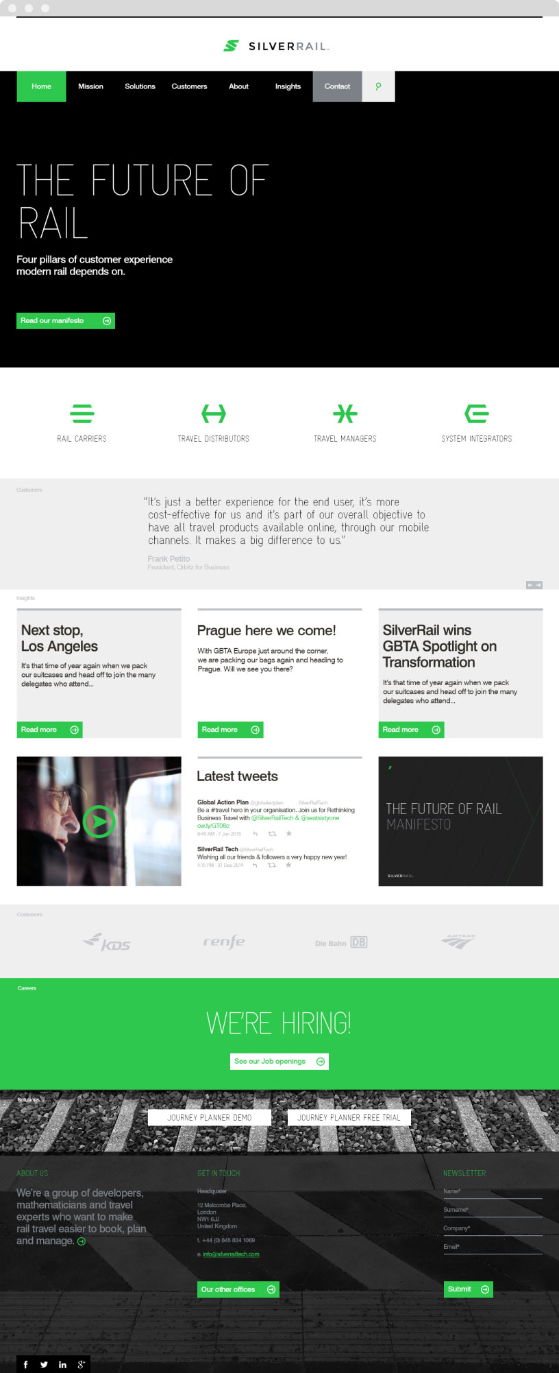 Homepage of SilverRail Website